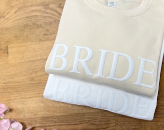 Bride Embossed Sweatshirt | Sweater for the Bride to Be | Gift for Bride Sweatshirt | Bachelorette Present | Honeymoon hen party present