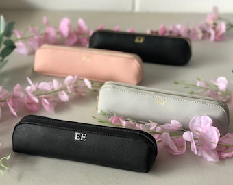 Gepersonaliseerde mini-cosmeticatas of etui | monogram cadeau | gepersonaliseerde make-upborsteltashouder | gepersonaliseerd cadeau voor haar | aangepast