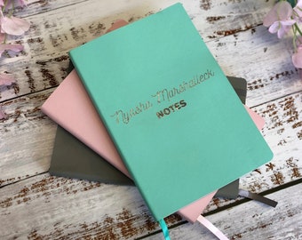 Personalised notes book, custom lined notebook, writing notepad for her, customised planner, personalized vegan leather journal, idea book