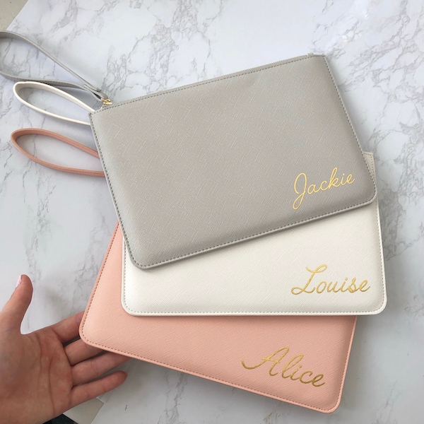 Pochette personnalisée avec prénom élégant | Cadeau de demoiselle d'honneur | cadeau pour la mariée | sac de soirée personnalisé | Cadeau personnalisé pour elle