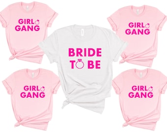 Girl Gang Hen Party Tshirts | Personalised hen party gift | bachelorette shirts party favors | custom brides to be tshirt