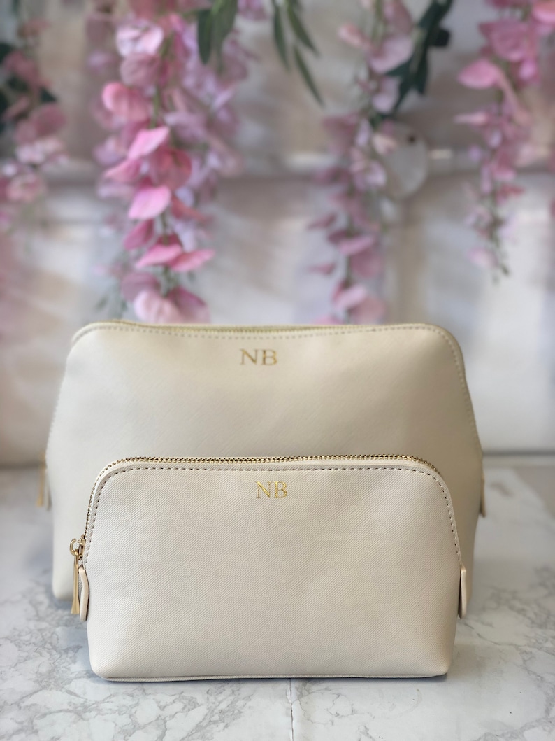 Personalised cosmetic bag with small monogram custom makeup bag personalized gift for her personalised gift for bridesmaid organizer imagem 7
