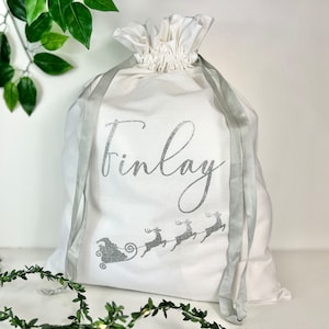 Santa&#39;s Sleigh Personalized Luxury Santa Sack | Custom Stockings for Christmas | Xmas Gift Bags | Christmas Eve Box Idea, Custom Santa Sacks