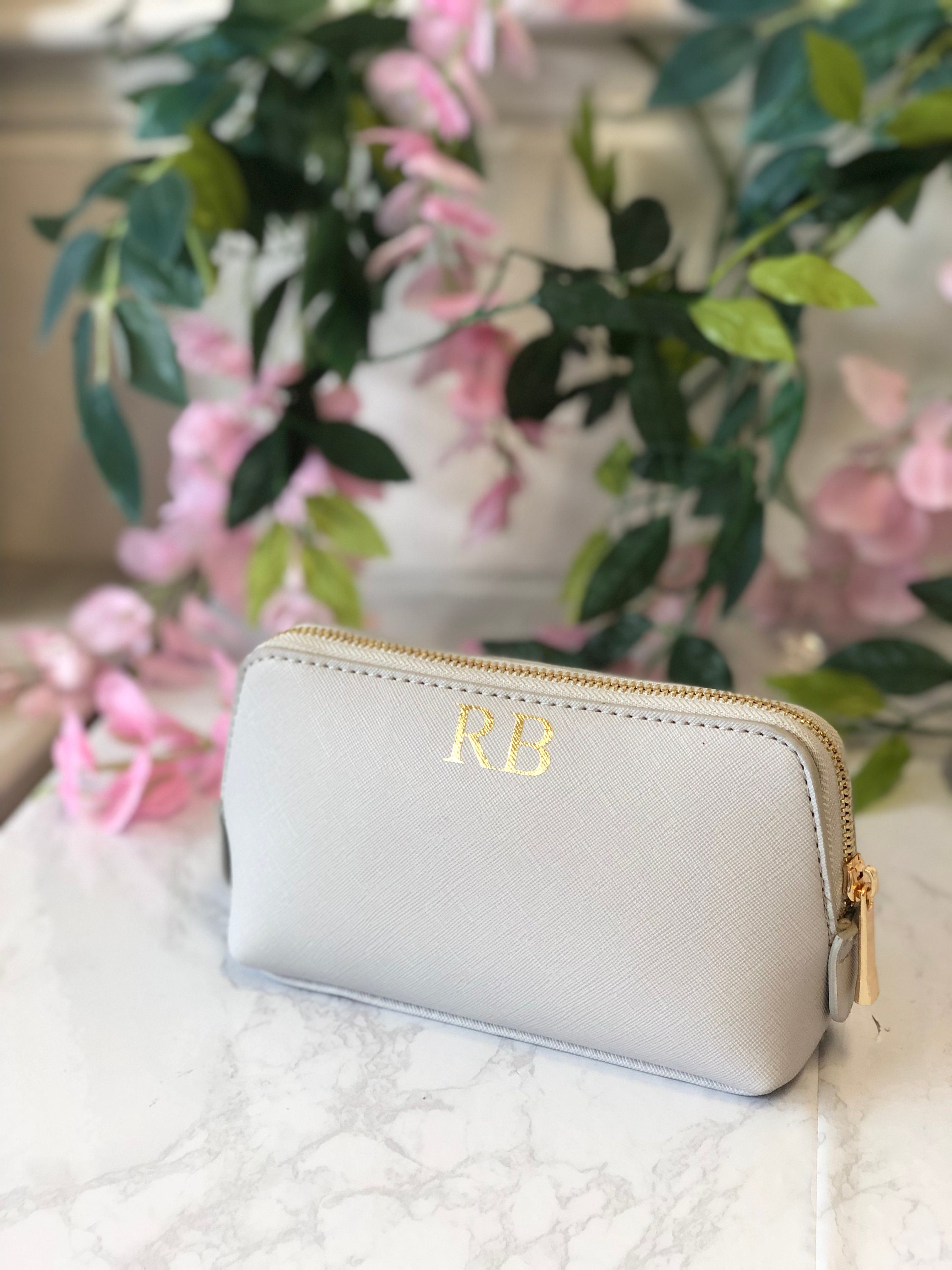 personalized leather cosmetic bag