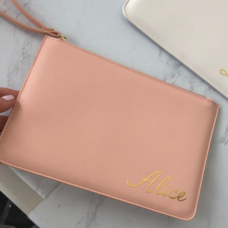 Personalised clutch bag with elegant name Bridesmaid gift gift for bride customized evening bag Personalized gift for her zdjęcie 6