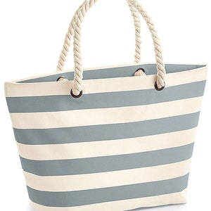 Personalised Beach Bag Striped Holiday Bag With Rope Handle - Etsy