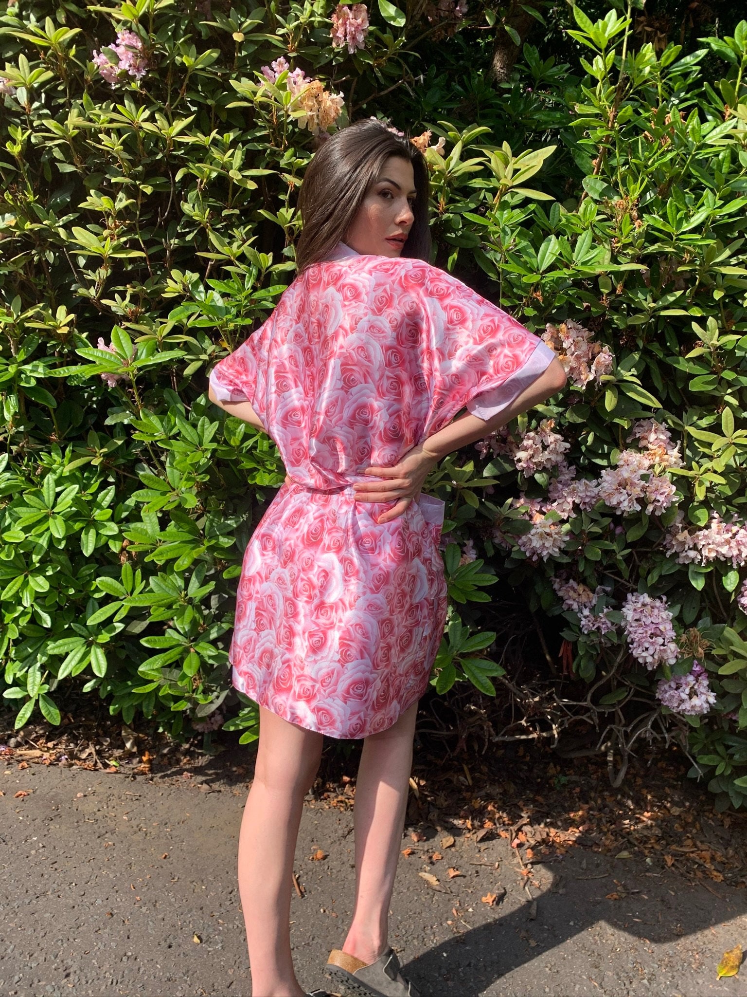 Pink floral satin personalised robes bridal party robes | Etsy