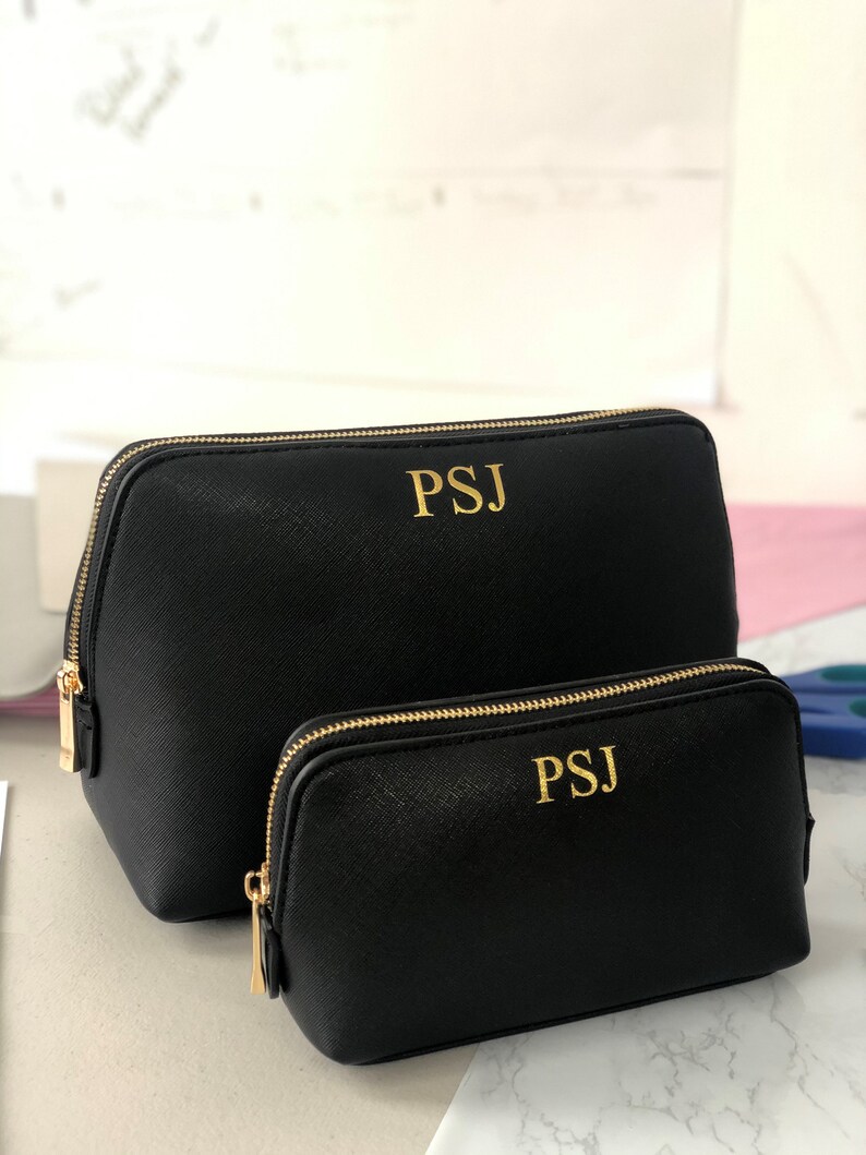 Personalised Faux Leather Cosmetic Bag Monogram Makeup Bag Etsy UK