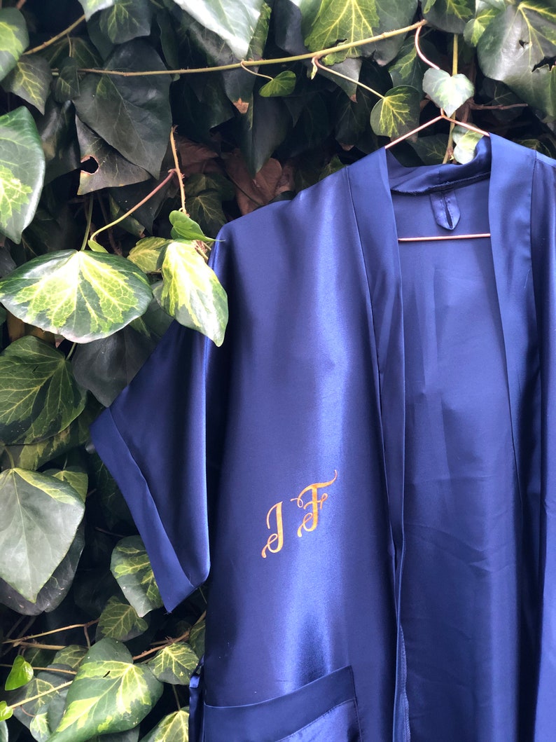 Navy blue satin personalised robes bridal party robes Etsy