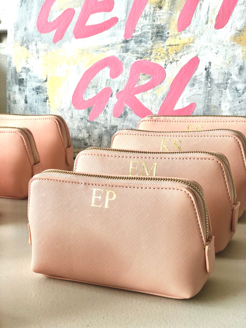 Personalised cosmetic bag, customised gift for her, bridesmaid gift, monogram wash bag, custom makeup bag, makeup organiser, personalized image 6