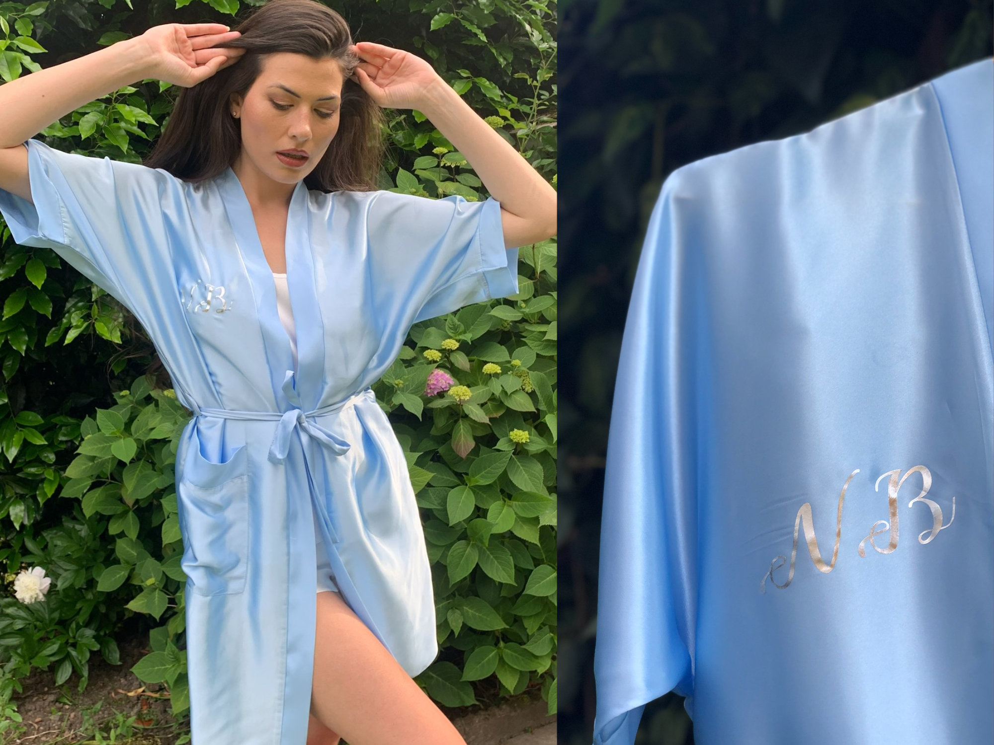Light Blue Satin Personalised Robes Bridal Party Robes Etsy UK