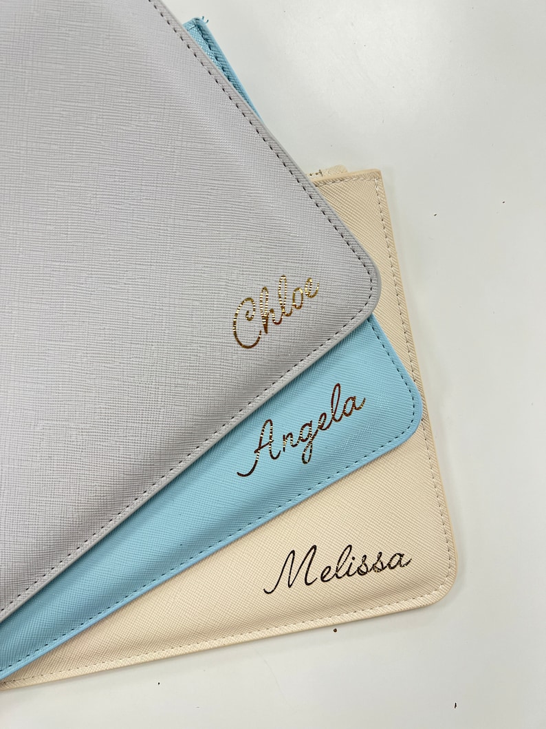 Personalised clutch bag with name Bridesmaid gift gift for bride Maid of Honour present Personalized gift for her Bachelorette Gray