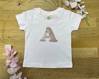 Custom Letter T Shirt for kids, Alphabet shirt for children, personalised top, initial baby gift, custom gift for toddler, kid clothing