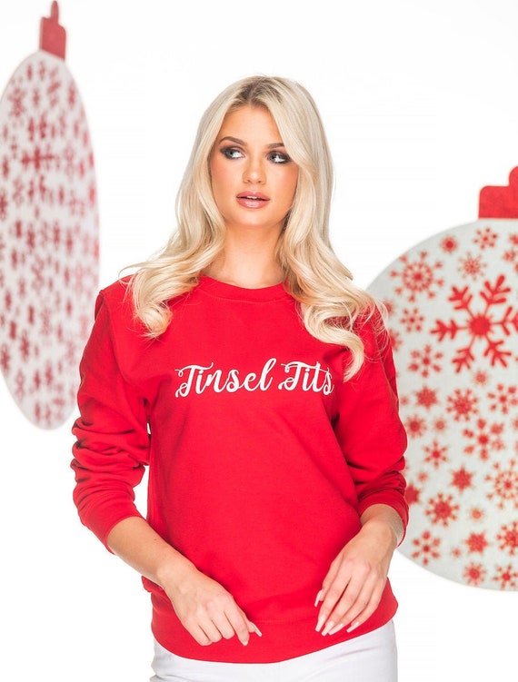 Tinsel Tits Christmas Jumper in Red Available in White Etsy