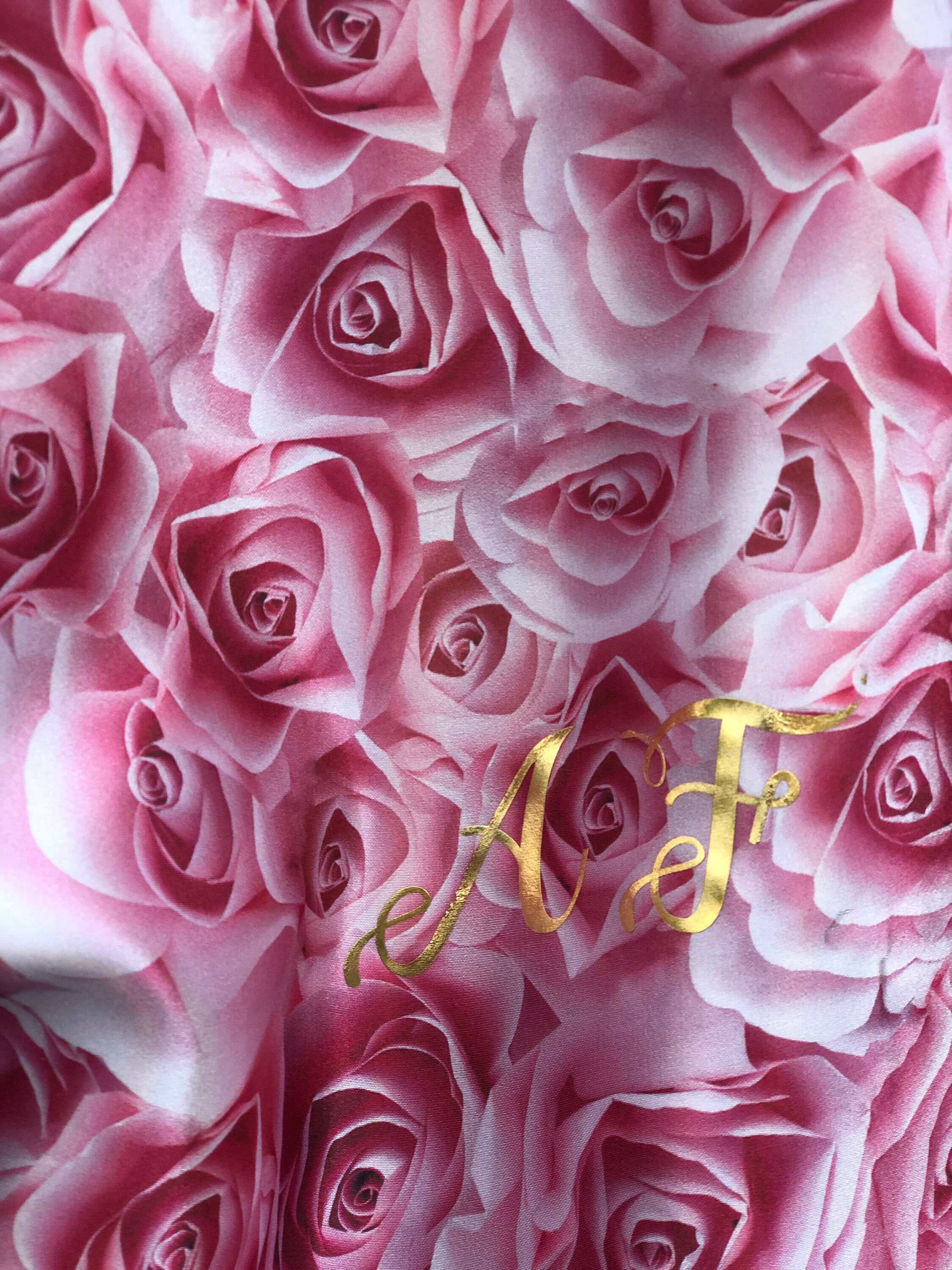 Pink floral satin personalised robes bridal party robes | Etsy