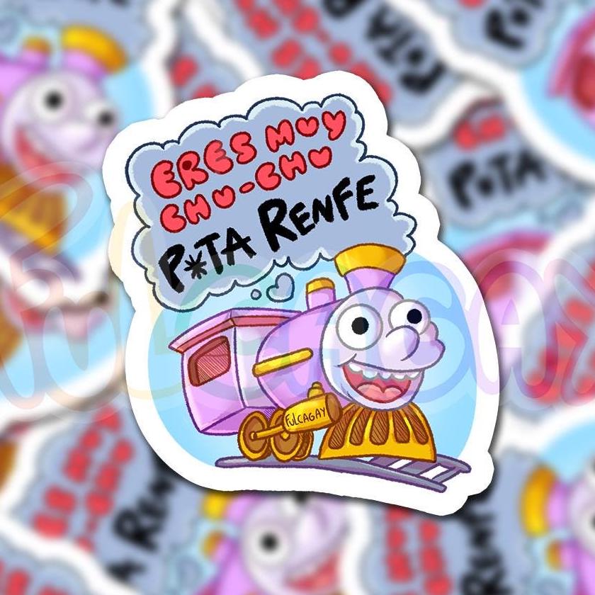 P*ta Renfe - Meme Cercanías España Train Simpsons - Autocollants brillants holographiques Sarcastic Funny Funny - Fait main