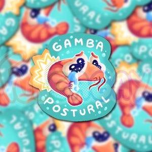 Shrimp Posture - Back Pain - Holographic Glossy Stickers - Funny Sarcastic - Handmade Stickers