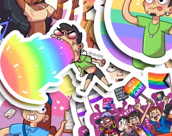 Hey, I'm Gay Webtoon Sticker Pride Flag Rainbow LGBT - Gay, Lesbian, Bi, Trans, Asexual - Art decoration