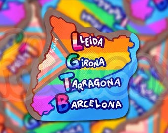 Catalunya LGBT Català - Lleida Girona Tarragona Barcelone - Autocollants brillants holographiques sarcastiques drôles - Faits à la main