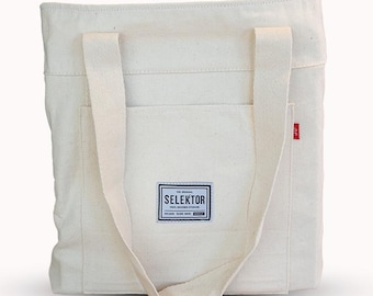 Selektor 12&quot; DJ Record Bag White Canvas Tote Version 2.0