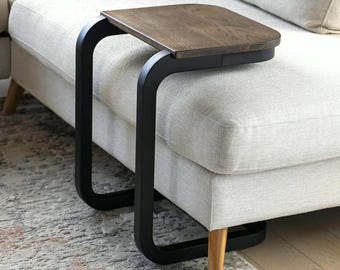 C Shaped Sofa Oak Table Minimalist Couch Side stand Laptop & Snack tray