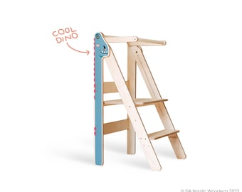 Foldable Kids Kitchen Tower: Montessori Learning Step Stool, Height Adjustable