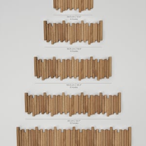 Coat Rack Wall Mounted Handmade Solid Oak Natural Wood Hook Rail for Hallway image 17