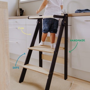 Kids kitchen tower foldable learning step stool montessori furniture helper tower folding height adjustable toddler learning step stool