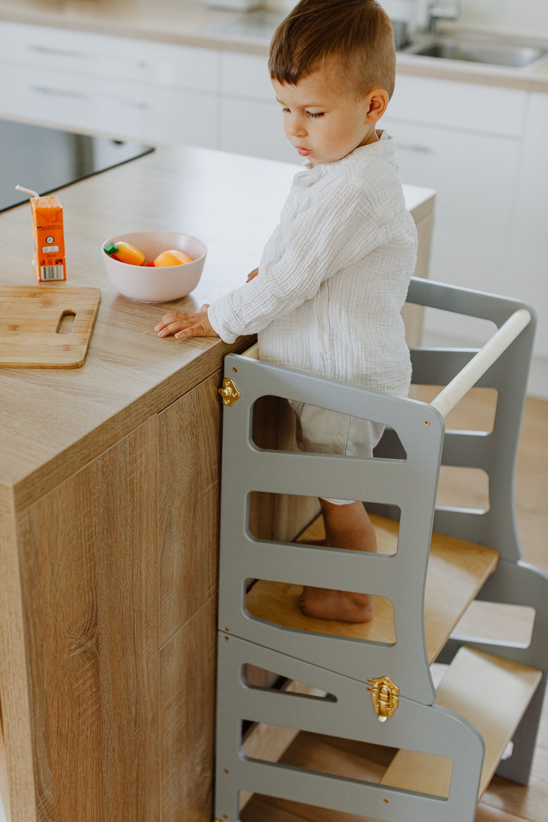 Torre da cucina per bambini 3in1 sgabello da apprendimento con gradino da  scrivania scivolo per mobili montessori torre di supporto pieghevole -   Italia