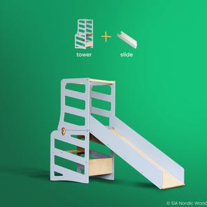 Kids kitchen tower Foldable 3in1 learning step stool desk slide montessori furniture tower