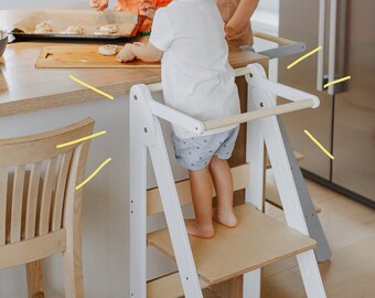 Escabeau d'apprentissage pliable pour tour de cuisine pour enfants