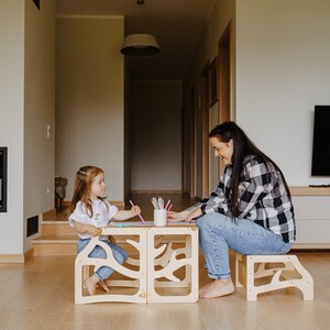 Tour de cuisine pour enfants 3en1 escabeau d'apprentissage toboggan de bureau montessori tour d'assistance pliable image 4