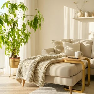 Sofa Tafel armleuning dienblad Minimalistisch Bankmeubilair Laptop- en snackblad C-vormig afbeelding 2