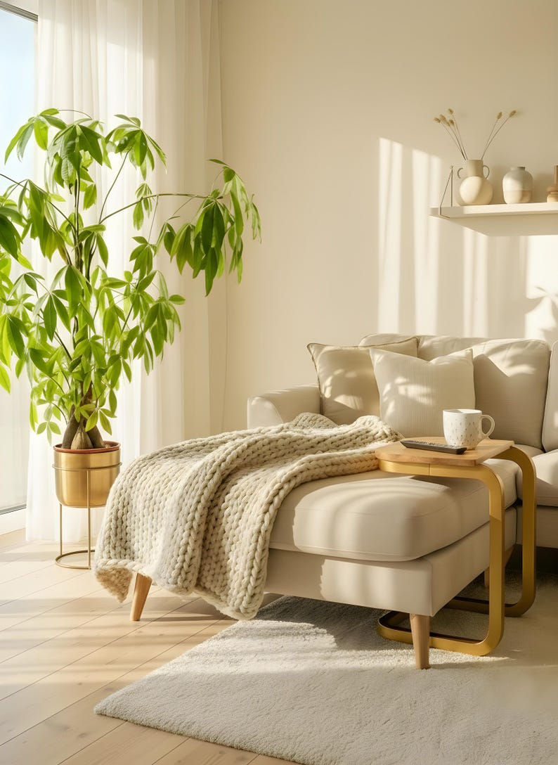 Sofa Tafel armleuning dienblad Minimalistisch Bankmeubilair Laptop- en snackblad C-vormig afbeelding 2