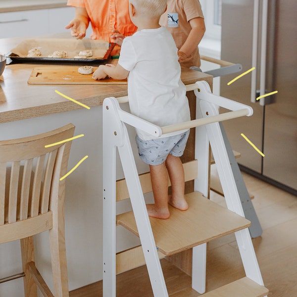 Torre da cucina per bambini sgabello pieghevole per apprendimento mobili montessori torre di supporto sgabello pieghevole per apprendimento bambino regolabile in altezza