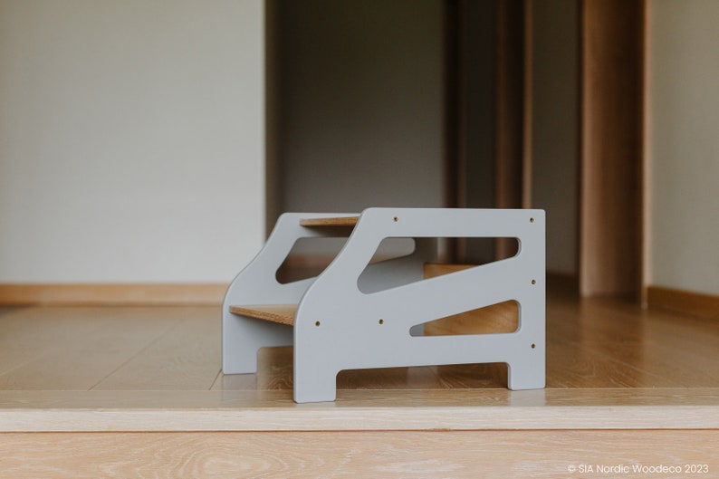 Striped Kids Step Stool: Birch Plywood Kitchen & Bathroom Helper - Etsy