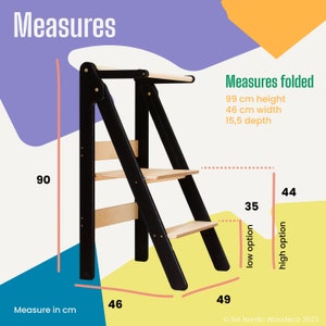 Escabeau d'apprentissage pliable pour tour de cuisine pour enfants image 4