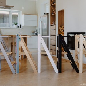 Torre de cocina para niños, taburete de aprendizaje plegable, muebles montessori, torre auxiliar, taburete de aprendizaje ajustable en altura plegable para niños pequeños imagen 10