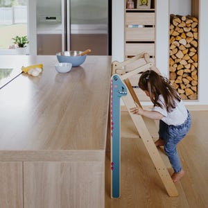 Hopfällbart kökstorn: Montessori-pall för lärande Dino+clear lacquer