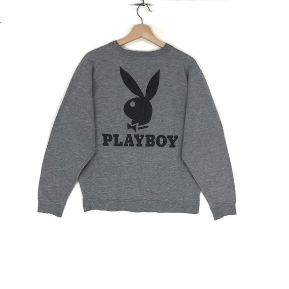PLAYBOY BIG BUNNY Playboy Box Logo Grey Crew Neck