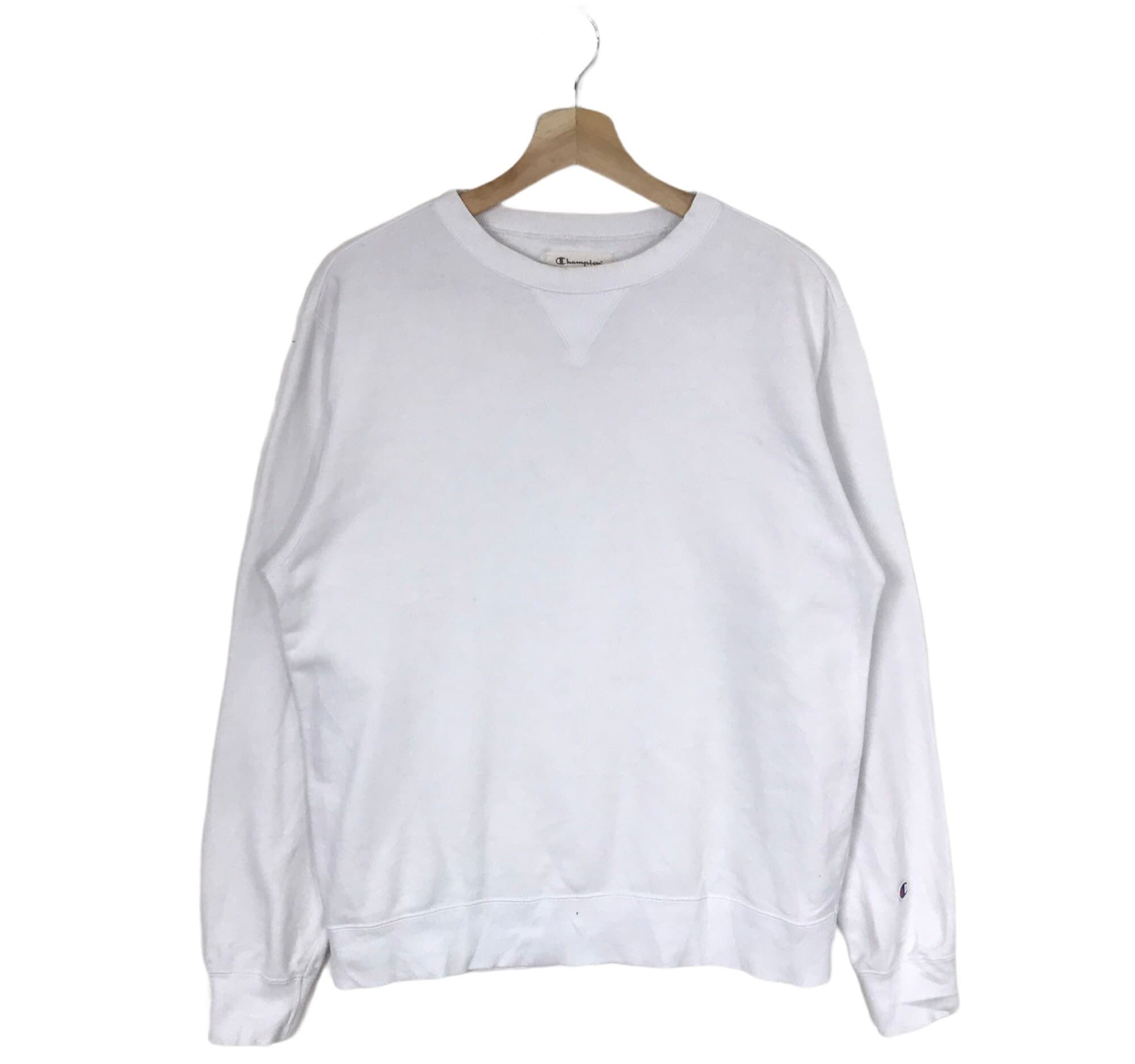 CHAMPION AUTHENTIC Blank White Crew Neck Sweatshirt Unisex Etsy