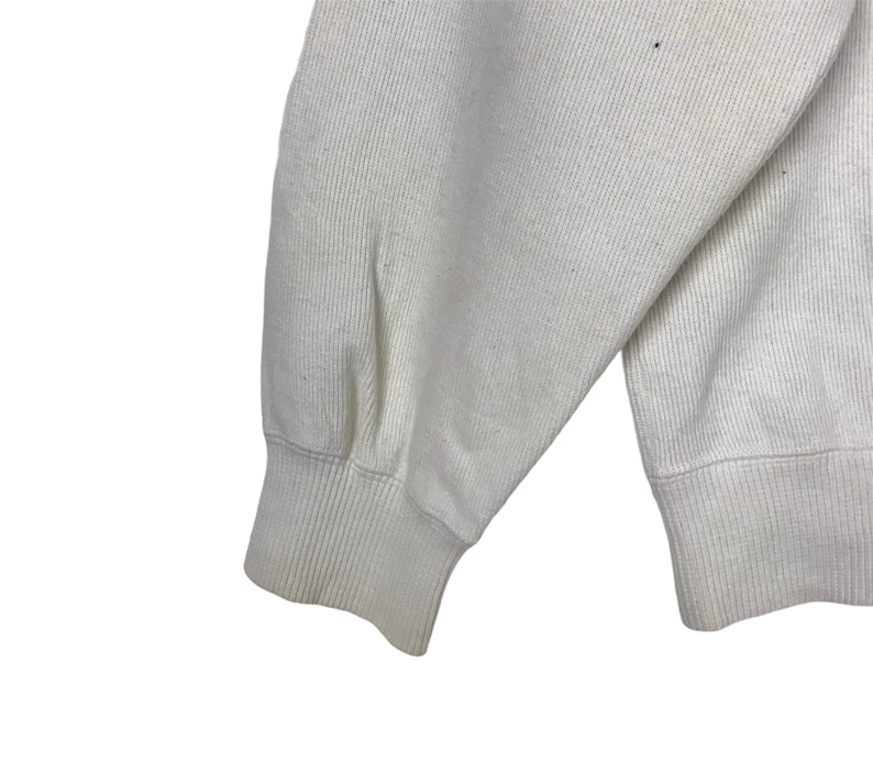 Japanese Brand Sportswear VAN JAC Embroidery Big Logo White Crew Neck Sweatshirt Size Medium
