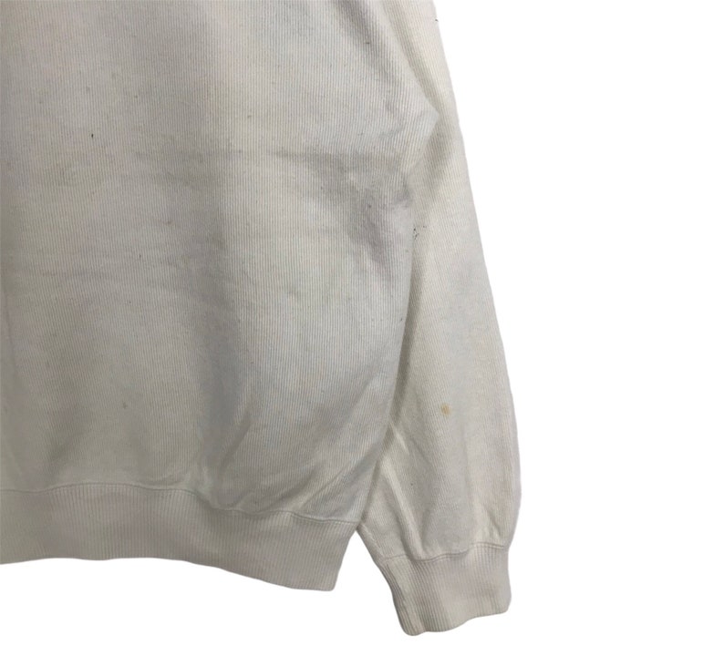 Japanese Brand Sportswear VAN JAC Embroidery Big Logo White Crew Neck Sweatshirt Size Medium