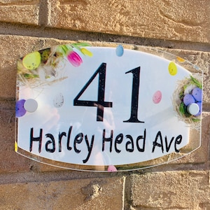 Personalised door number, Easter house sign, Spring house, Door number, door sign, house number, house sign, address sign, new home gift