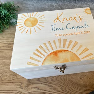 Personalised wooden keepsake box, memory, baby shower gift, newbornx, baby gift, child gift, christening, rainbow, clouds, weather