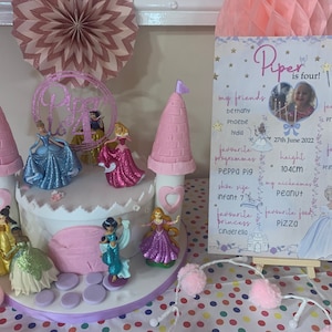 Planche d’anniversaire de princesse de conte de fées et | de chevalet | de tableau d’anniversaire personnalisé | de signe d’anniversaire | anniversaire de l’enfant | d’accessoires d’anniversaire affiche d’anniversaire