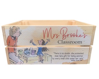 Personalised teacher crate, teacher gift, classroom box, keepsake, school, nursery, childminder, teaching assistant, books