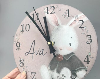 Ellie and friends by Keepsake Blocks personalised wooden clock, kids clock, baby clock, nursery clock, kids bedroom, baby gift, kids gift