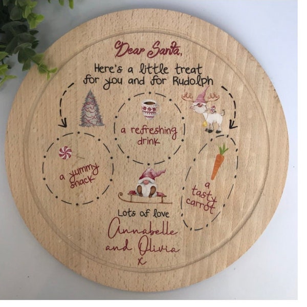 Personalised Christmas Eve Board, wooden board, Reindeer Gnome, Christmas Eve, Personalised Board, Santa Treats, Christmas tradition, Kids