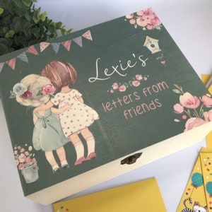 Personalised wooden keepsake box, teenage present, letters, penpal, girls box, girls present, best friends, friends, letters from friends